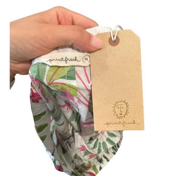 Print Fresh NWT Royal Palms Pink Basil Tropical Palm Trees Monkey Pajama Pants - Picture 6 of 10